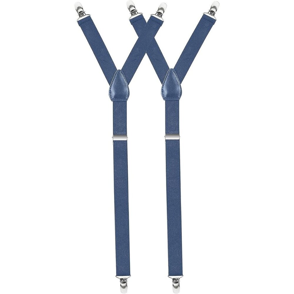 HOLD'EM Improved Shirt Stays Men Adjustable Elastic Y-style 1” Wide - Denim